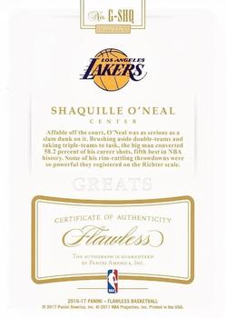2016-17 Panini Flawless - Greats Ruby Gold Proof #G-SHQ Shaquille O'Neal Back