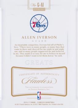 2016-17 Panini Flawless - Greats Ruby Gold Proof #G-AI Allen Iverson Back