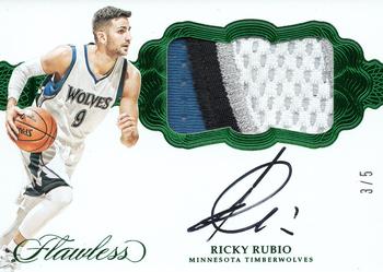 2016-17 Panini Flawless - Horizontal Patch Autographs Emerald #H-RR Ricky Rubio Front