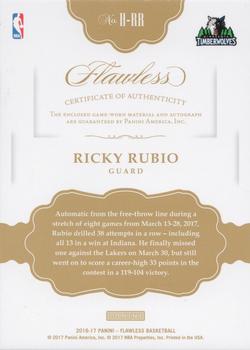 2016-17 Panini Flawless - Horizontal Patch Autographs Gold #H-RR Ricky Rubio Back