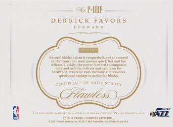 2016-17 Panini Flawless - Patches Emerald #P-DRF Derrick Favors Back