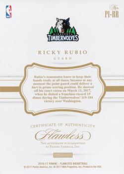 2016-17 Panini Flawless - Premium Ink #PI-RR Ricky Rubio Back
