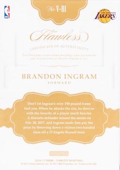 2016-17 Panini Flawless - Vertical Patch Autographs Gold #V-BI Brandon Ingram Back
