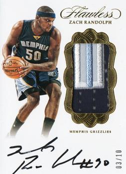 2016-17 Panini Flawless - Vertical Patch Autographs Gold #V-ZR Zach Randolph Front
