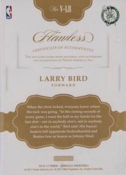 2016-17 Panini Flawless - Vertical Patch Autographs Platinum #V-LB Larry Bird Back