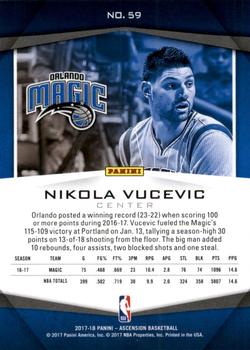 2017-18 Panini Ascension - Blue #59 Nikola Vucevic Back