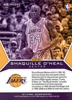 2017-18 Panini Ascension - Making History #MH29 Shaquille O'Neal Back