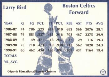 1991-92 Sports Educational #12 Larry Bird Back