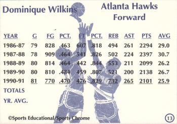 1991-92 Sports Educational #13 Dominique Wilkins Back