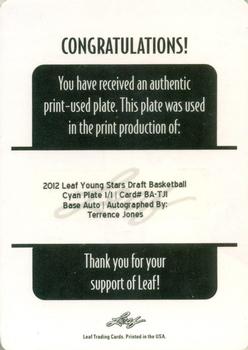 2012-13 Leaf Retail - Printing Plates Cyan #BA-TJ1 Terrence Jones Back