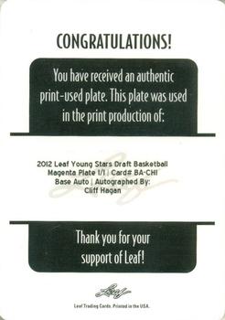 2012-13 Leaf Retail - Printing Plates Magenta #BA-CH1 Cliff Hagan Back