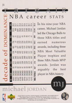 1994 Upper Deck Jordan Rare Air - Decade of Dominance #J1 Michael Jordan Back