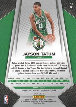 2017-18 Panini Prizm - Prizms Green #16 Jayson Tatum Back