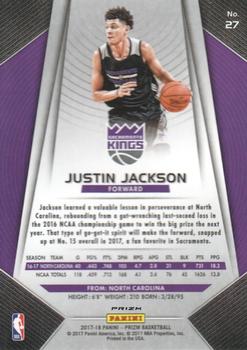 2017-18 Panini Prizm - Prizms Green #27 Justin Jackson Back