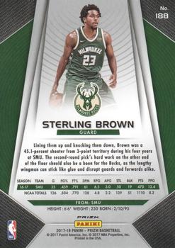 2017-18 Panini Prizm - Prizms Green #188 Sterling Brown Back