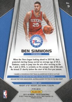 2017-18 Panini Prizm - Prizms Red White and Blue #9 Ben Simmons Back