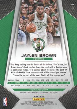 2017-18 Panini Prizm - Prizms Red White and Blue #11 Jaylen Brown Back
