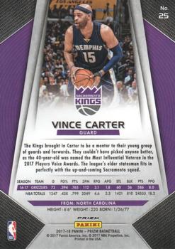 2017-18 Panini Prizm - Prizms Red White and Blue #25 Vince Carter Back