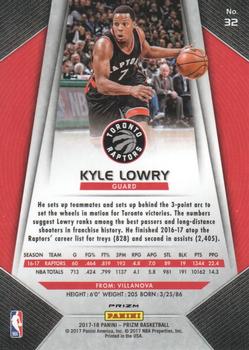 2017-18 Panini Prizm - Prizms Red White and Blue #32 Kyle Lowry Back
