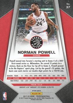 2017-18 Panini Prizm - Prizms Red White and Blue #37 Norman Powell Back