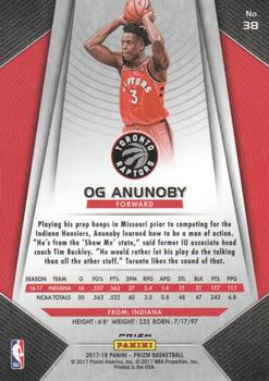 2017-18 Panini Prizm - Prizms Red White and Blue #38 OG Anunoby Back