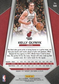 2017-18 Panini Prizm - Prizms Red White and Blue #58 Kelly Olynyk Back