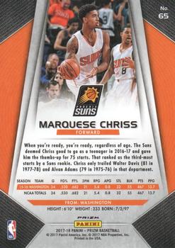 2017-18 Panini Prizm - Prizms Red White and Blue #65 Marquese Chriss Back