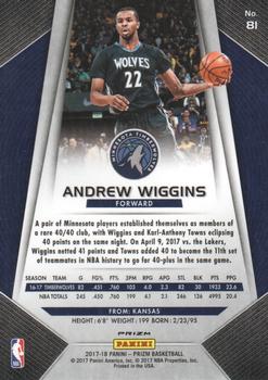 2017-18 Panini Prizm - Prizms Red White and Blue #81 Andrew Wiggins Back