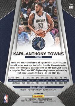 2017-18 Panini Prizm - Prizms Red White and Blue #82 Karl-Anthony Towns Back