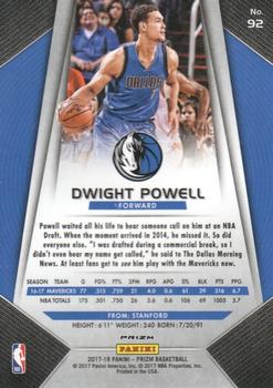 2017-18 Panini Prizm - Prizms Red White and Blue #92 Dwight Powell Back