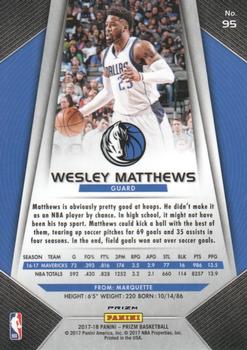 2017-18 Panini Prizm - Prizms Red White and Blue #95 Wesley Matthews Back