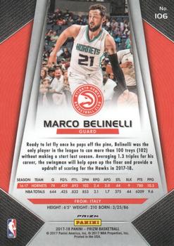 2017-18 Panini Prizm - Prizms Red White and Blue #106 Marco Belinelli Back