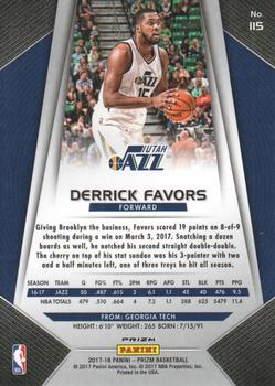 2017-18 Panini Prizm - Prizms Red White and Blue #115 Derrick Favors Back