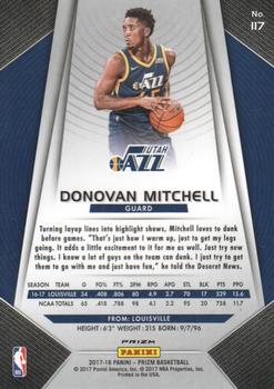2017-18 Panini Prizm - Prizms Red White and Blue #117 Donovan Mitchell Back