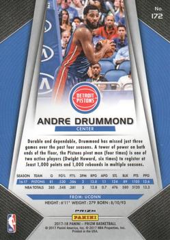 2017-18 Panini Prizm - Prizms Red White and Blue #172 Andre Drummond Back