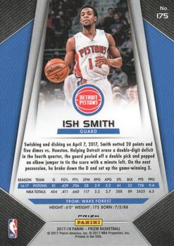 2017-18 Panini Prizm - Prizms Red White and Blue #175 Ish Smith Back
