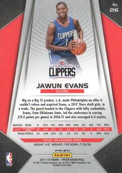2017-18 Panini Prizm - Prizms Red White and Blue #216 Jawun Evans Back