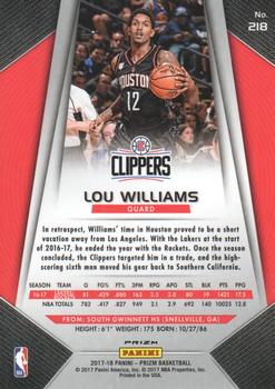 2017-18 Panini Prizm - Prizms Red White and Blue #218 Lou Williams Back