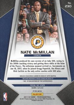2017-18 Panini Prizm - Prizms Red White and Blue #230 Nate McMillan Back