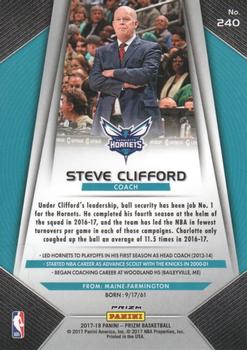 2017-18 Panini Prizm - Prizms Red White and Blue #240 Steve Clifford Back