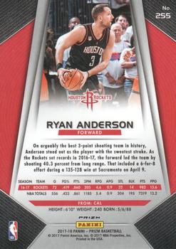 2017-18 Panini Prizm - Prizms Red White and Blue #255 Ryan Anderson Back