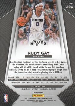 2017-18 Panini Prizm - Prizms Red White and Blue #296 Rudy Gay Back