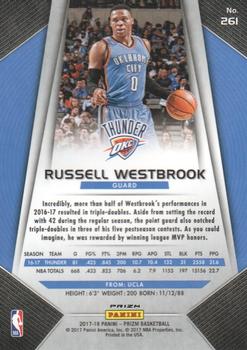 2017-18 Panini Prizm - Prizms Silver #261 Russell Westbrook Back