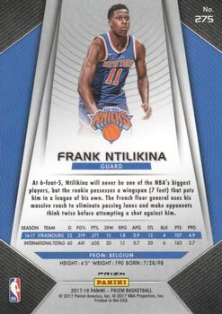 2017-18 Panini Prizm - Prizms Silver #275 Frank Ntilikina Back