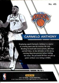 2017-18 Panini Prizm - Fundamentals #45 Carmelo Anthony Back