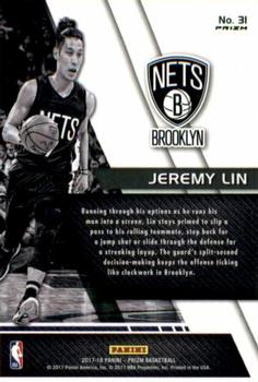 2017-18 Panini Prizm - Fundamentals Prizms Fast Break #31 Jeremy Lin Back