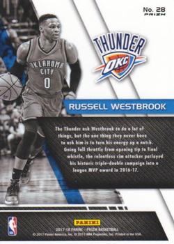 2017-18 Panini Prizm - Fundamentals Prizms Silver #28 Russell Westbrook Back