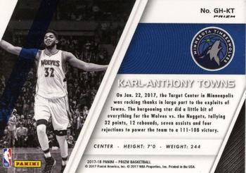 2017-18 Panini Prizm - Get Hyped! Prizms Green #GH-KT Karl-Anthony Towns Back