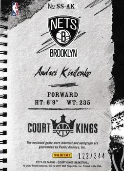 2017-18 Panini Court Kings - Sketches and Swatches #SS-AK Andrei Kirilenko Back