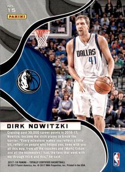 2017-18 Panini Totally Certified - The Mighty #15 Dirk Nowitzki Back